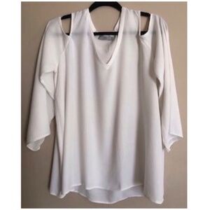 Women's White Crepe Cut Out Blouse